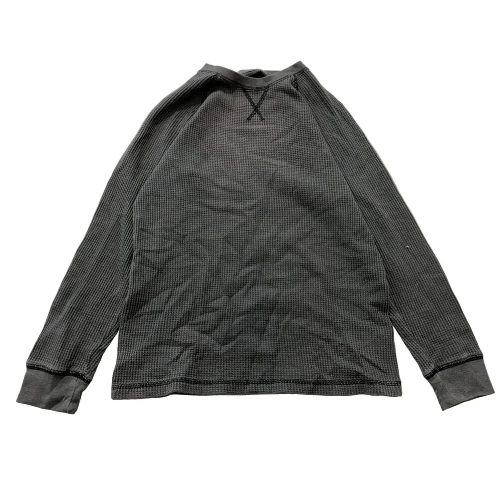 Wonder Nation Boy's Gray Long Sleeve Thermal T-Shirt Waffle Knit Casual Size L